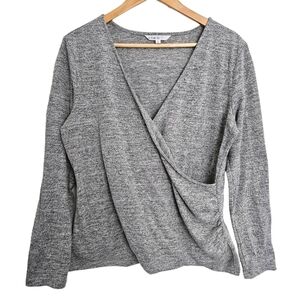 Cleo heather gray‎ knit surplice top